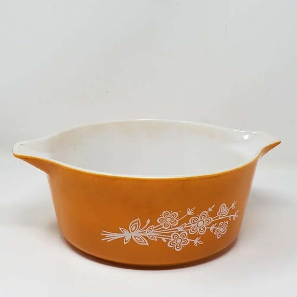 PYREX 475B 2.5 Quart Butterfly Gold CASSEROLE DISH 8.75